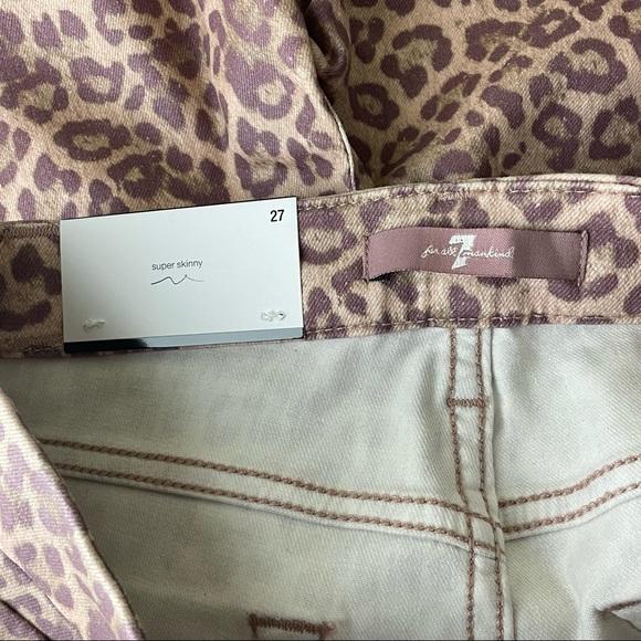 7 FOR ALL MANKIND NWT THE HIGH WAIST ANKLE SKINNY LEOPARD PRINT BROWN JEANS 27 - Picture 6 of 11